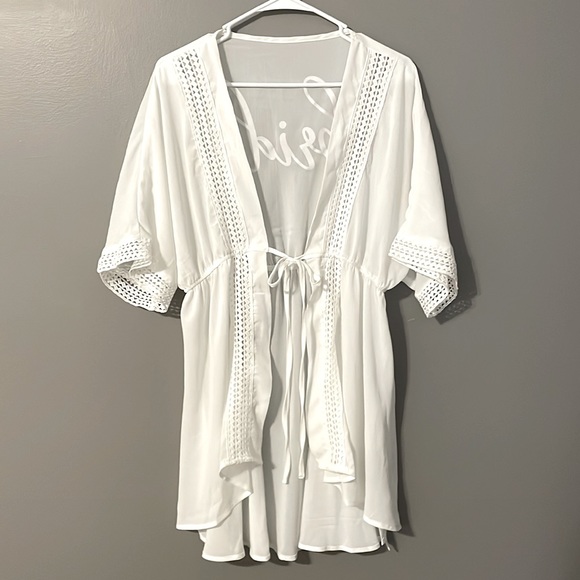 💍 Bridal Beach Cover-up! Super Cute White Kimono for Brides! 🌴 👙 - Picture 4 of 4